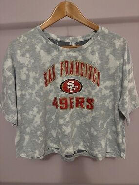 San Francisco 49ers Gray Tie-Dye Oversized Cropped Tee